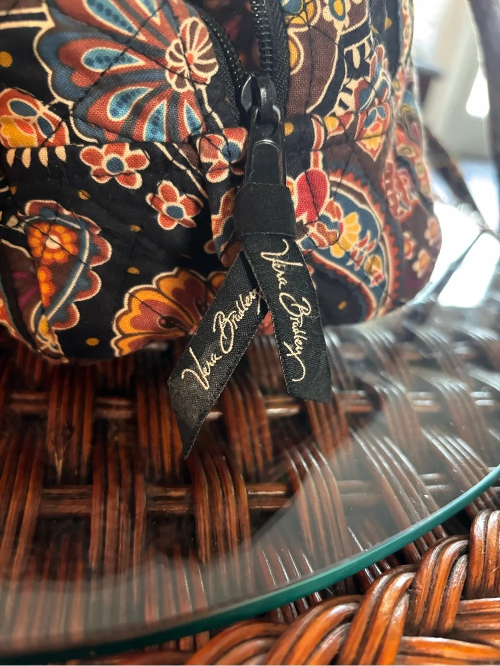 Vera Bradley Black Multicolor Paisley Quilted Small Crossbody